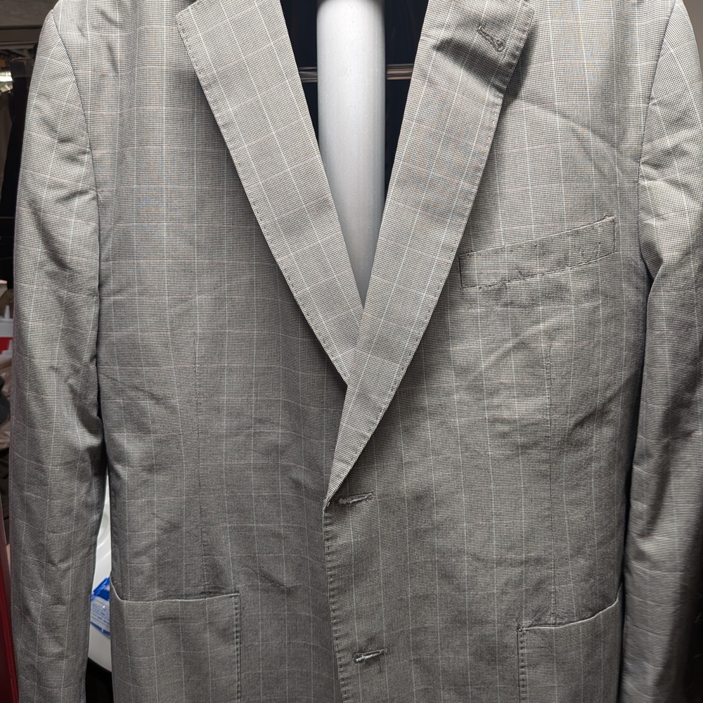 Men's Light Gray Windowpane Blazer
